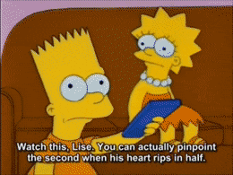 A Cartoon Of Ralph And Lisa From The Simpsons Talking GIF