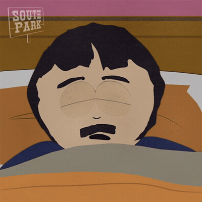 A Cartoon Of Randy Marsh From South Park Laying In Bed GIF