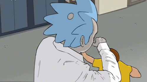 A Cartoon Of Rick And Morty With A Blue Haired Character GIF