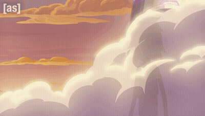 A Cartoon Of Rick From Rick And Morty Stands In The Clouds GIF