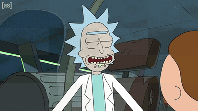 A Cartoon Of Rick From Rick And Morty Talking To A Man GIF
