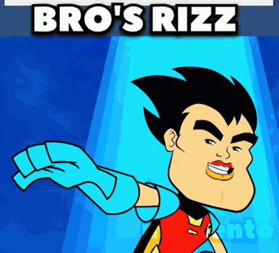 A Cartoon Of Robin With The Words Bro 'S Rizz Behind Him GIF