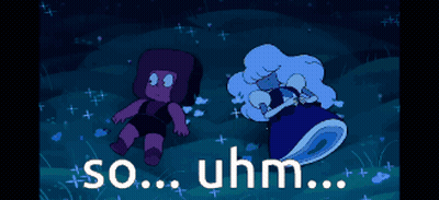 A Cartoon Of Ruby And Sapphire With The Words So Uhm Below Them GIF