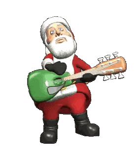 A Cartoon Of Santa Claus Playing A Guitar Sticker