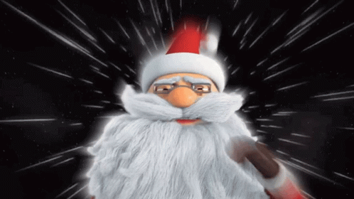A Cartoon Of Santa Claus With A Beard And Hat GIF