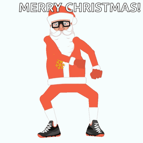 A Cartoon Of Santa Claus With The Words Merry Christmas GIF