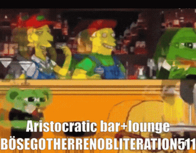 A Cartoon Of Simpsons Characters Sitting At A Bar With Aristocratic Bar + Lounge Bosegotherrenobliteration511 GIF