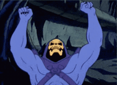 A Cartoon Of Skeletor Flexing His Muscles GIF