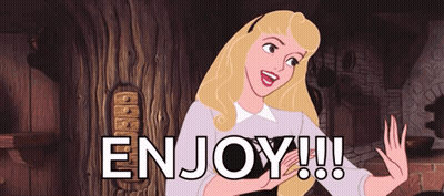 A Cartoon Of Sleeping Beauty With The Words Enjoy Written Below Her GIF