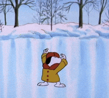 A Cartoon Of Snoopy And Charlie Brown Playing In The Snow GIF