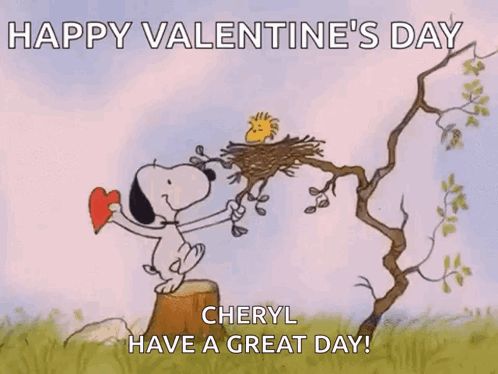 A Cartoon Of Snoopy And Woodstock Holding A Heart With The Words Happy Valentine 'S Day GIF