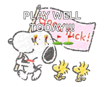 A Cartoon Of Snoopy And Woodstock Playing Golf GIF