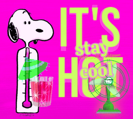 A Cartoon Of Snoopy Drinking From A Thermometer That Says It 'S Stay Hot GIF