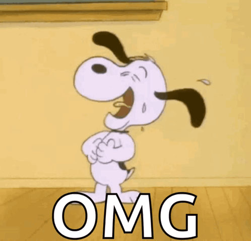 A Cartoon Of Snoopy Laughing With The Word Omg In The Corner GIF