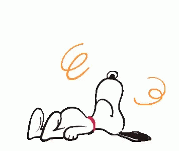 A Cartoon Of Snoopy Laying On The Ground With A Swirl Around Him . GIF