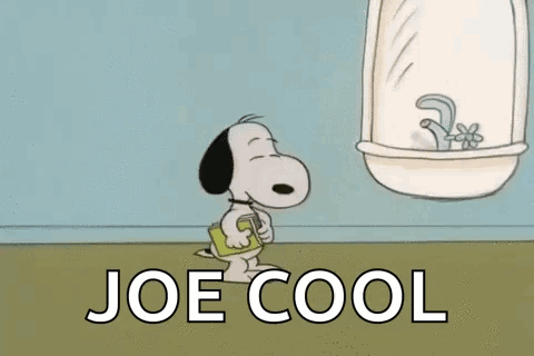 A Cartoon Of Snoopy Looking At Himself In A Mirror . GIF