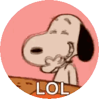 A Cartoon Of Snoopy Making A Funny Face With The Word Lol Below Him Sticker