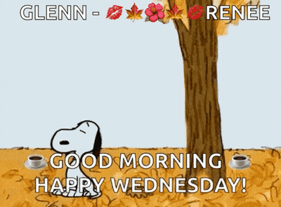 A Cartoon Of Snoopy Saying " Good Morning Renee " GIF
