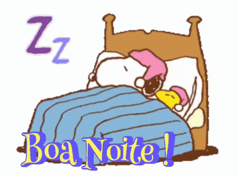 A Cartoon Of Snoopy Sleeping In A Bed With The Words Boa Noite Written Below Him GIF