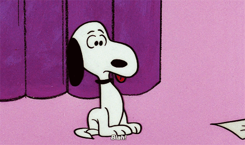 A Cartoon Of Snoopy With His Tongue Hanging Out And The Words Blah GIF