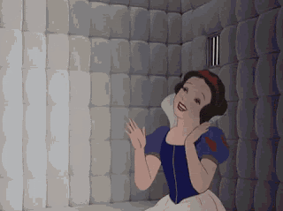 A Cartoon Of Snow White In A Cell With Bars On The Door GIF