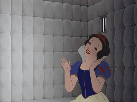 A Cartoon Of Snow White In A Cell With Bars On The Door GIF
