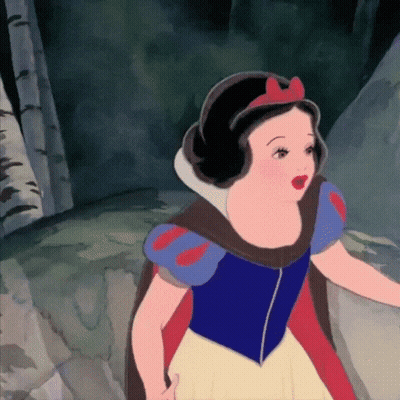 A Cartoon Of Snow White With A Red Bow In Her Hair GIF