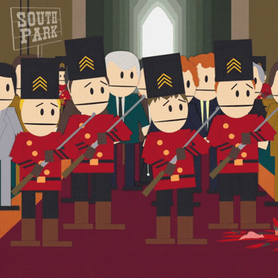 A Cartoon Of Soldiers From South Park Holding Guns GIF