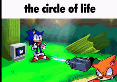 A Cartoon Of Sonic The Hedgehog And A Fox With The Words The Circle Of Life On The Bottom GIF