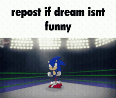 A Cartoon Of Sonic The Hedgehog In A Boxing Ring With The Words Repost If Dream Isnt Funny GIF