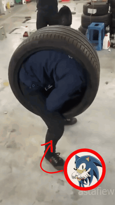 A Cartoon Of Sonic The Hedgehog Is On A Red Circle GIF