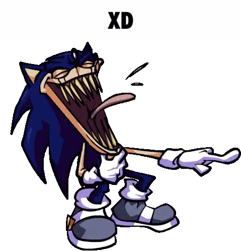A Cartoon Of Sonic The Hedgehog Pointing At Something With The Word Xd Below Him Sticker