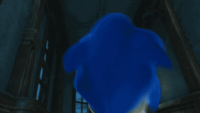 A Cartoon Of Sonic The Hedgehog Standing In A Room GIF
