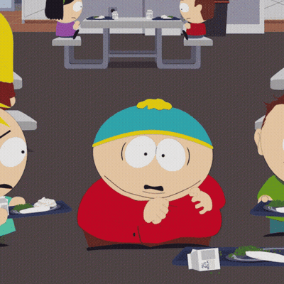 A Cartoon Of South Park Characters Eating At A Table GIF
