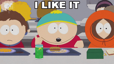 A Cartoon Of South Park Characters Sitting At A Table With The Words I Like It Above Them GIF