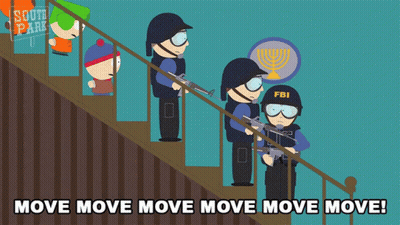 A Cartoon Of South Park Characters Standing On Stairs GIF