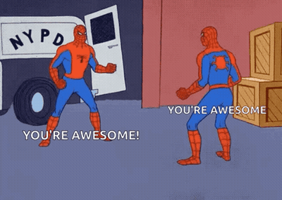 A Cartoon Of Spider-Man Talking To Another Spider-Man GIF