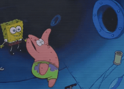 A Cartoon Of Spongebob And Patrick On A Ship GIF