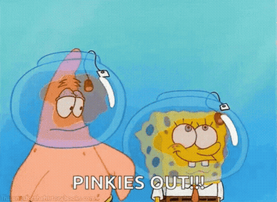 A Cartoon Of Spongebob And Patrick Saying Pinkies Out ! GIF