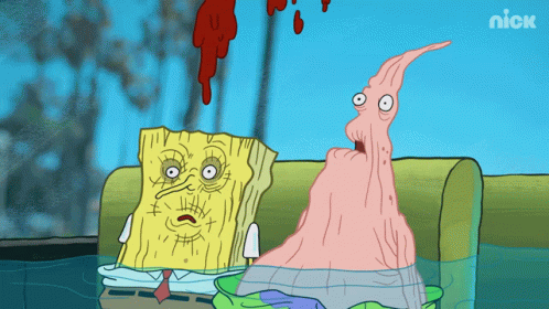 A Cartoon Of Spongebob And Patrick With The Nick Logo In The Corner GIF