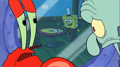 A Cartoon Of Spongebob And Squidward Looking Through A Glass Window GIF