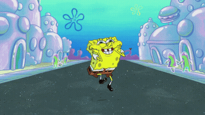 A Cartoon Of Spongebob Dancing In Front Of A Flower GIF