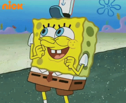 A Cartoon Of Spongebob From Nickelodeon Is Smiling With His Fist In The Air GIF