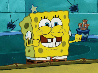 A Cartoon Of Spongebob Giving A Thumbs Up In A Room GIF