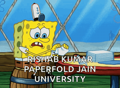 A Cartoon Of Spongebob Holding A Piece Of Paper With The Name Rishab Kumar Written On It GIF
