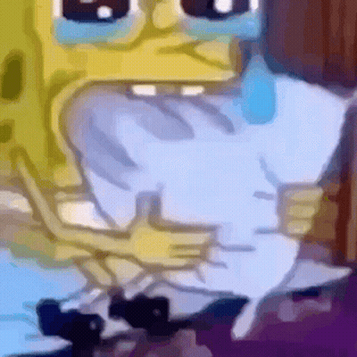 A Cartoon Of Spongebob Holding A Pillow With His Mouth Open GIF