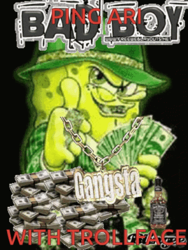 A Cartoon Of Spongebob Holding Stacks Of Money And A Bottle Of Jack Daniel 'S GIF
