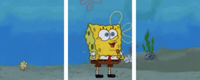 A Cartoon Of Spongebob Laughing With His Eyes Closed In The Ocean GIF