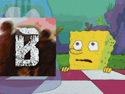 A Cartoon Of Spongebob Looking At A Picture Of A Letter B GIF