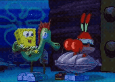A Cartoon Of Spongebob Playing A Violin Next To A Seahorse And Crab GIF